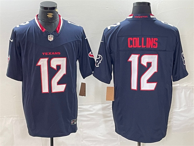 Men's Houston Texans #12 Nico Collins Navy F.U.S.E. Vapor Limited Stitched Football Jersey
